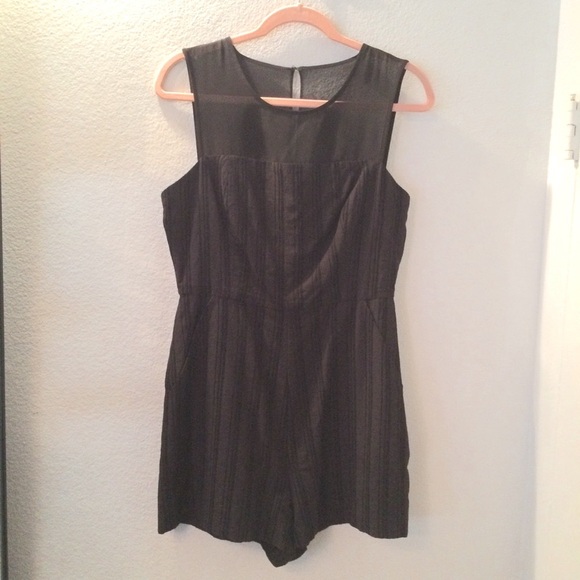 BCBGeneration Black Mesh Top  Romper - Picture 1 of 5
